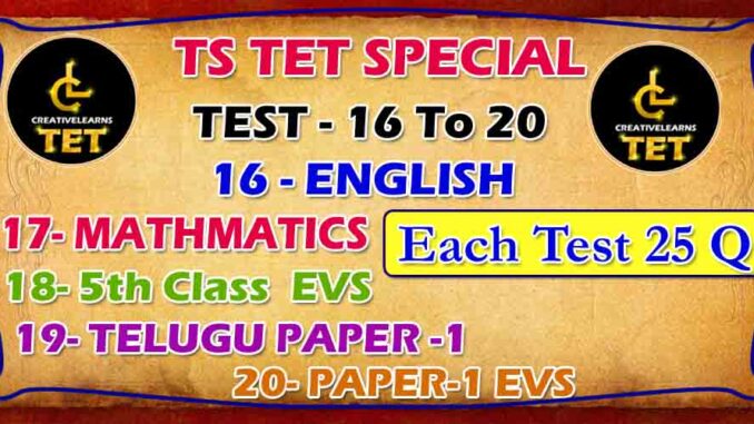 TS TET SPECIAL TEST - 16 To 20
