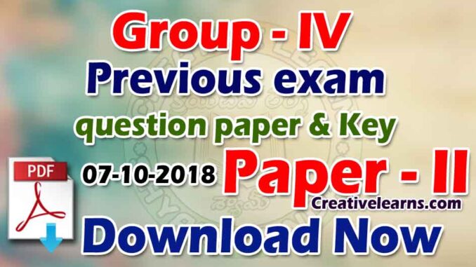 Group - IV Previous exam question paper II & Key