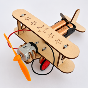Home diy electric biplane stem kit for kids | wooden aircraft model | build & learn science toy