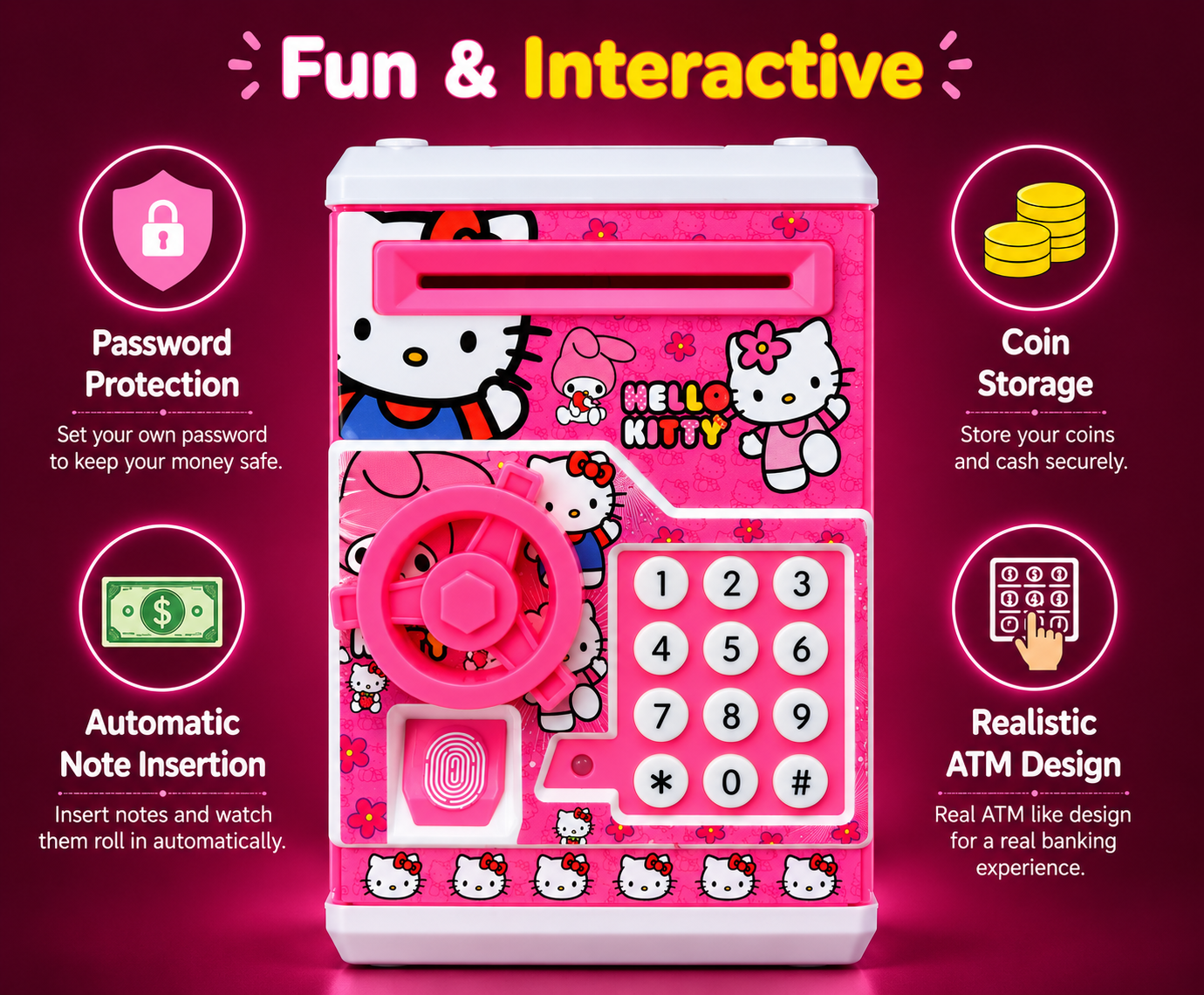 my first atm bank – password protected piggy bank for kids my first atm bank – password protected piggy bank for kids